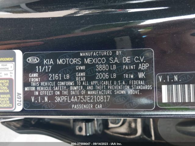 3KPFL4A75JE210817 KIA FORTE S