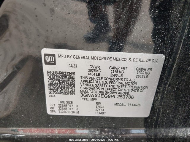 Chevrolet EQUINOX LT 2023 3GNAXJEG9PL253706 Image 9