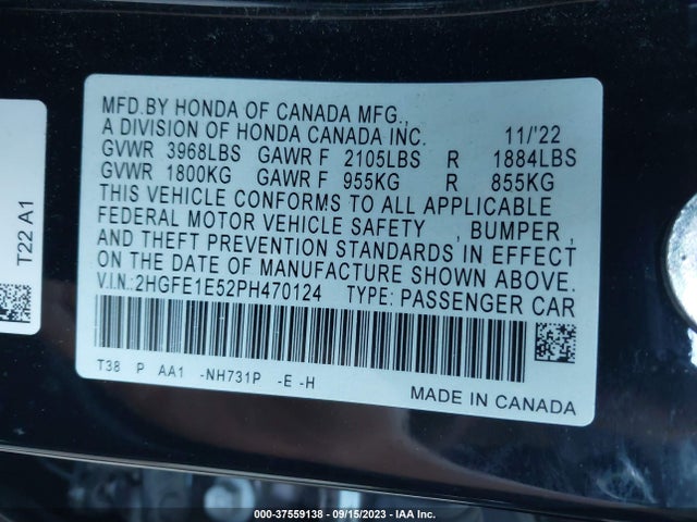 Honda CIVIC SI 2023 2HGFE1E52PH470124 Image 9