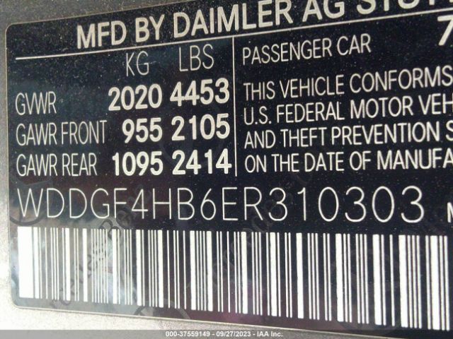 WDDGF4HB6ER310303 Mercedes-Benz C-class C 250