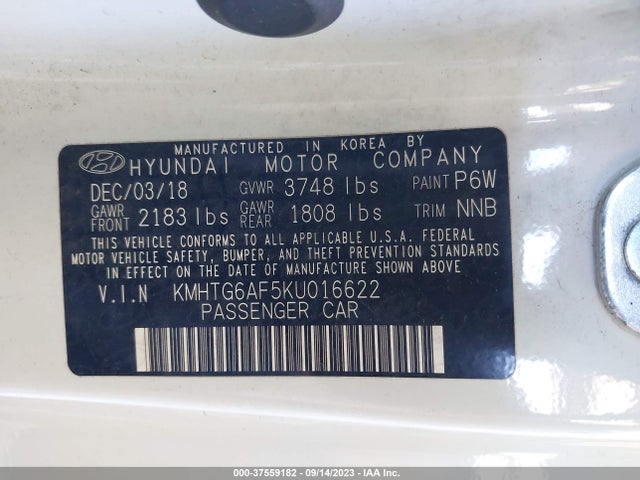 Hyundai Veloster 2.0 2019 KMHTG6AF5KU016622 Image 9