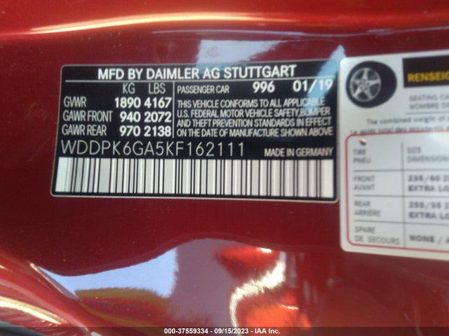 2019 Mercedes-Benz SLC-Class, VIN: WDDPK6GA5KF162111