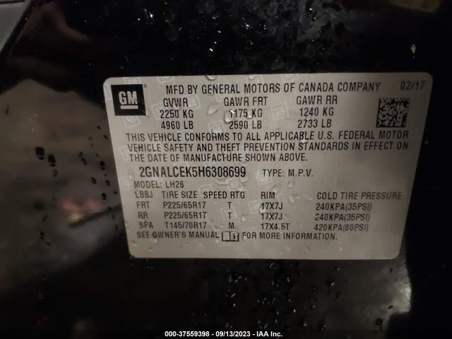 Chevrolet EQUINOX LT 2017 2GNALCEK5H6308699 Image 9