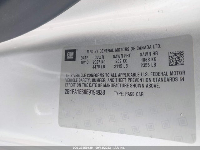 Chevrolet CAMARO LS 2014 2G1FA1E30E9194938 Image 9
