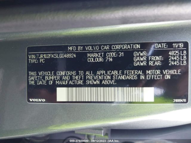 Volvo S60 T5 Momentum 2020 7JR102FK5LG048924 Image 9