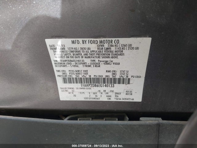 Ford TAURUS SE 2014 1FAHP2D86EG140133 Image 9