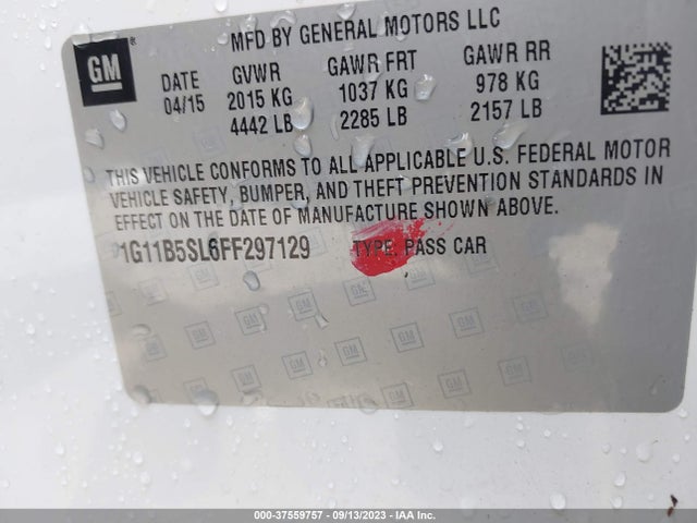 Chevrolet MALIBU LS 2015 1G11B5SL6FF297129 Image 9