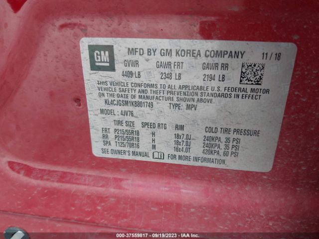 KL4CJGSM1KB801749 Buick Encore Essence