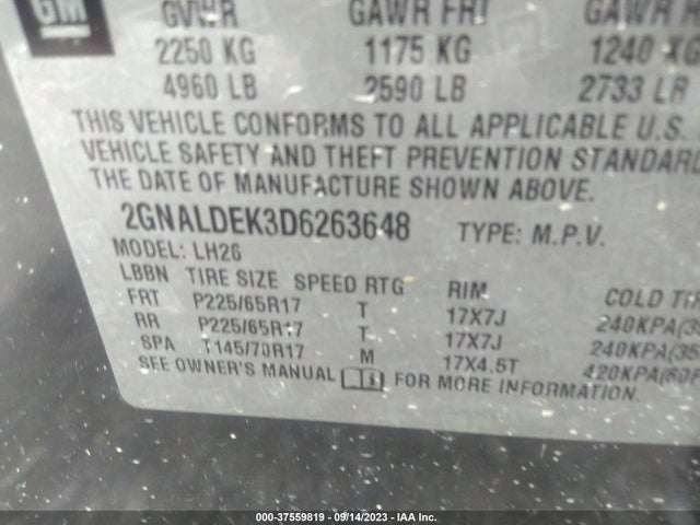 2013 CHEVROLET EQUINOX 2GNALDEK3D6263648 Photo 8