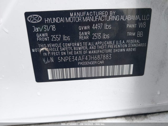 Hyundai SONATA SEL 2018 5NPE34AF4JH687883 Image 9