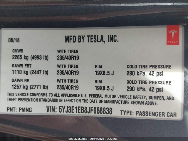 2018 TESLA MODEL 3 5YJ3E1EB8JF068838 Photo 8