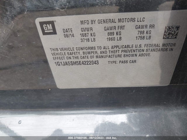 Chevrolet SONIC LS 2014 1G1JA5SH5E4222043 Image 9