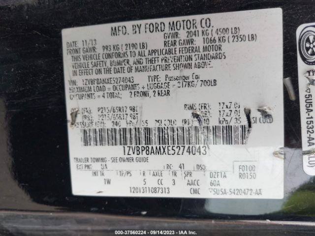 1ZVBP8AMXE5274043 Ford Mustang V6