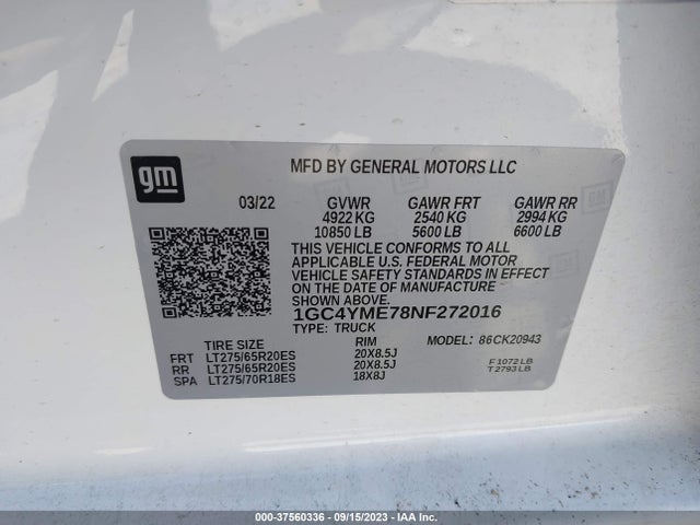 Chevrolet Silverado 2022 1GC4YME78NF272016 Image 9
