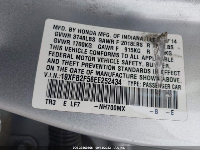 Honda Civic Sedan Lx 2014 19XFB2F56EE252434 Image 9