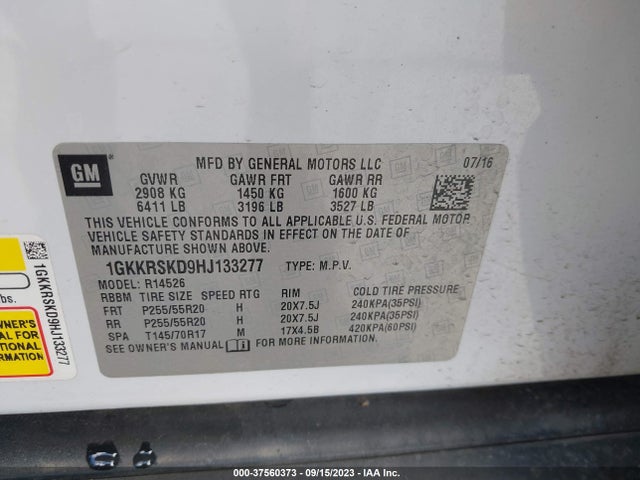 1GKKRSKD9HJ133277 GMC Acadia Limited Limited