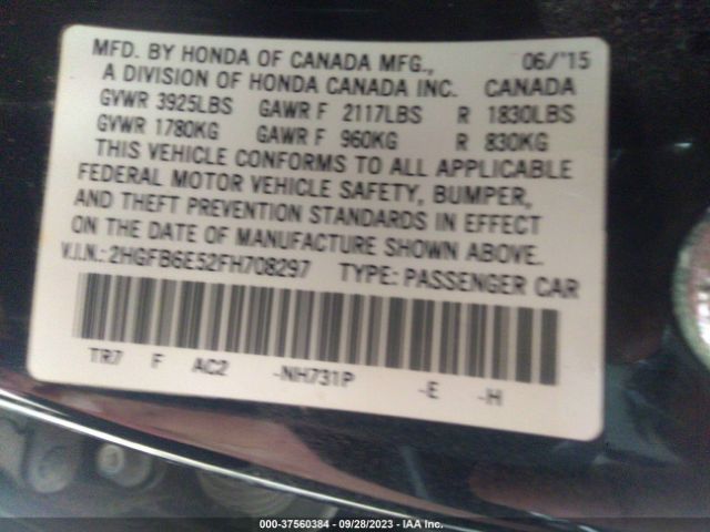 2HGFB6E52FH708297 Honda Civic Sedan Si