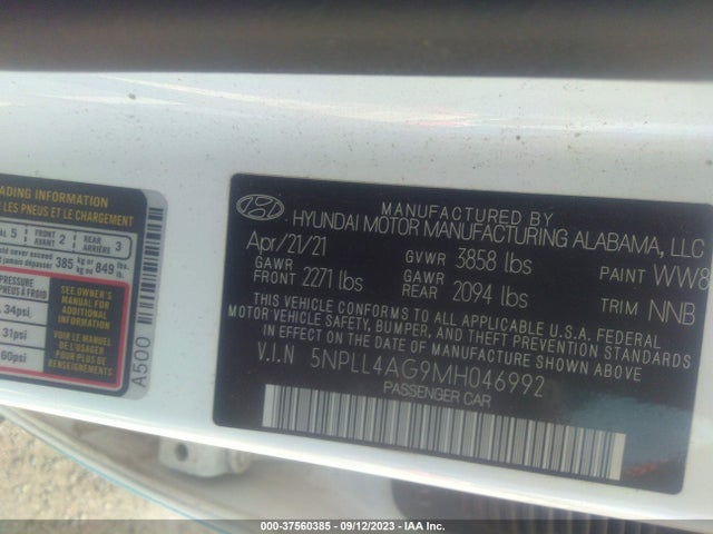Hyundai ELANTRA SE 2021 5NPLL4AG9MH046992 Image 9