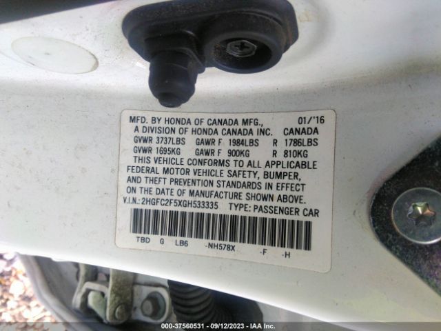 2HGFC2F5XGH533335 Honda Civic Sedan Lx