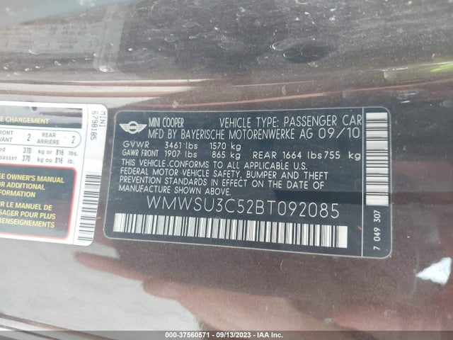 2011 MINI COOPER WMWSU3C52BT092085 Photo 8