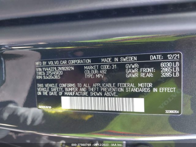 2022 VOLVO XC90 YV4A221L2N1828214 Photo 8