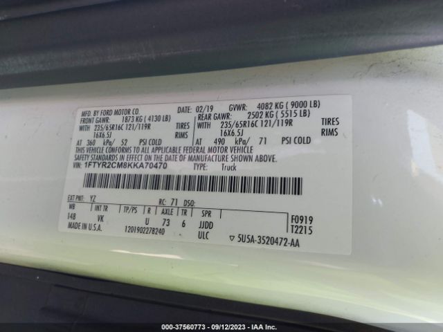 1FTYR2CM8KKA70470 Ford TRANSIT VAN