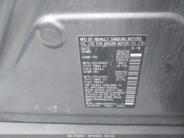KNMAT2MV8GP657501 Nissan ROGUE SV
