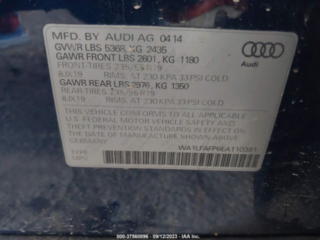 WA1LFAFP6EA110391 Audi Q5 2.0t Premium