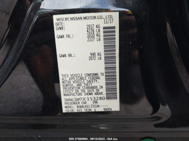 Nissan Altima 2.5 Sl 2018 1N4AL3AP7JC153280 Image 9