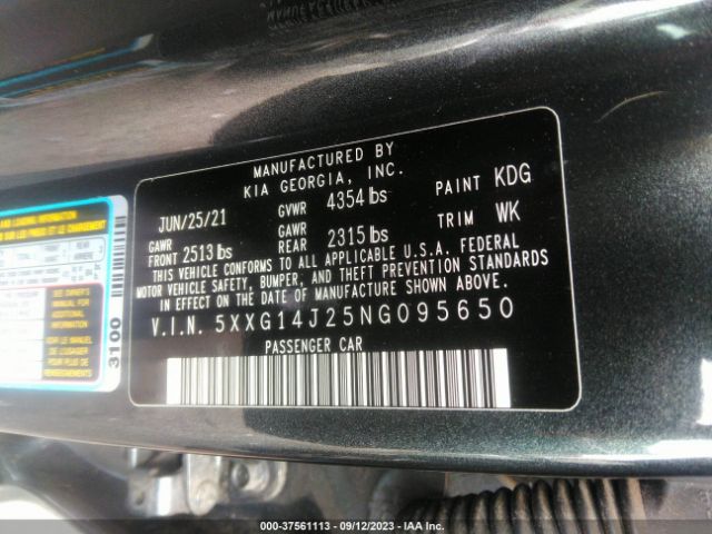 5XXG14J25NG095650 KIA K5 LXS