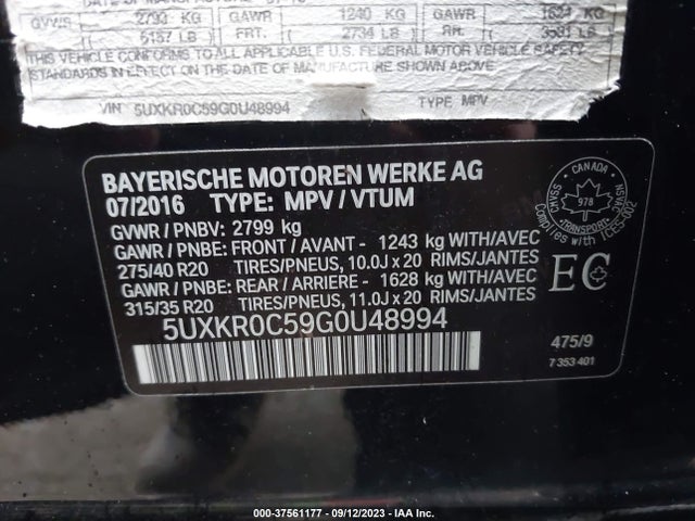 5UXKR0C59G0U48994 BMW X5 Xdrive35i