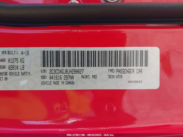 2C3CDXGJ8JH290627 Dodge Charger R/t Scat Pack