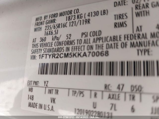 1FTYR2CM5KKA70068 Ford TRANSIT VAN