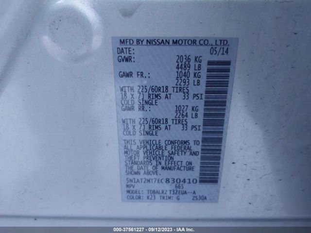 5N1AT2MT7EC830410 Nissan Rogue Sl
