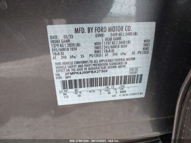 2FMPK4J99PBA27568 Ford Edge Sel/st-line