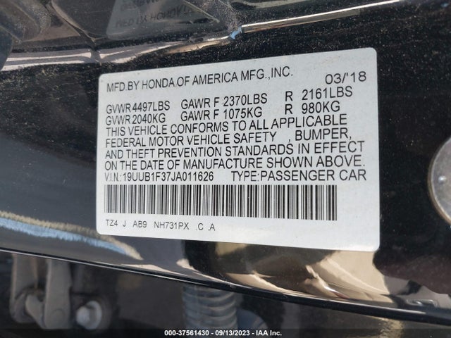 Acura TLX 2018 19UUB1F37JA011626 Image 9