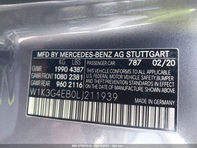 W1K3G4EB0LJ211939 Mercedes-Benz A-class A 220