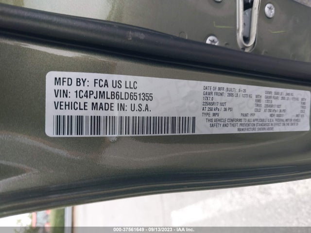 2020 JEEP CHEROKEE LATITUDE PLUS VIN: 1C4PJMLB6LD651355