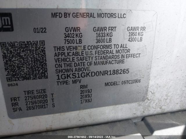 1GKS1GKD0NR188265 GMC Yukon Xl Slt