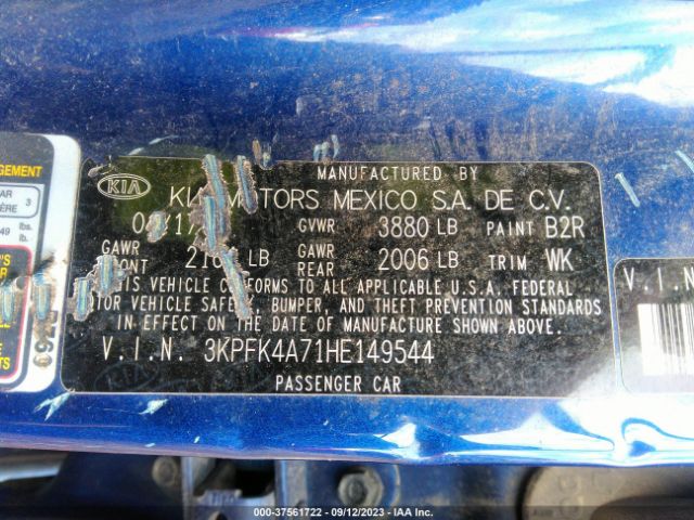3KPFK4A71HE149544 KIA FORTE LX