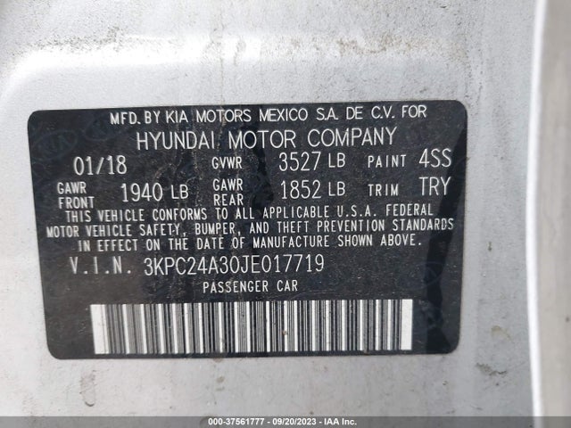 Hyundai ACCENT SE 2018 3KPC24A30JE017719 Image 9