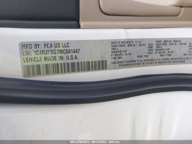 1C4RJFBG7MC841447 Jeep Grand Cherokee Limited