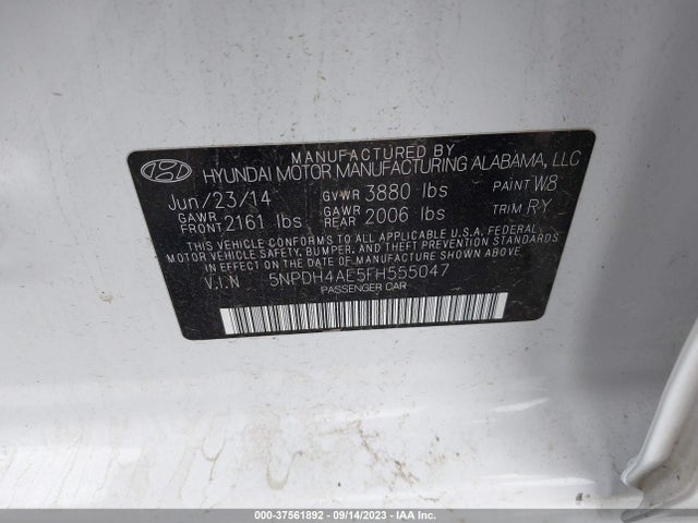 Hyundai ELANTRA SE 2015 5NPDH4AE5FH555047 Image 9