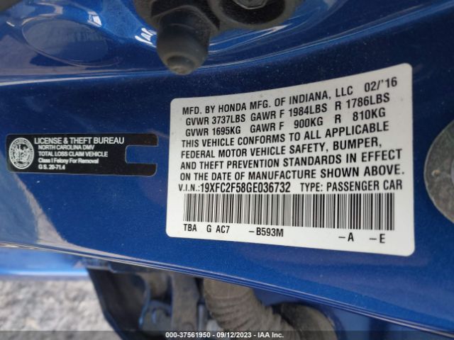 19XFC2F58GE036732 Honda Civic Sedan Lx