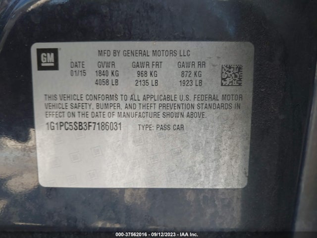 Chevrolet CRUZE LT 2015 1G1PC5SB3F7186031 Image 9