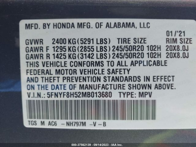 5FNYF8H52MB013680 Honda Passport Awd Ex-l