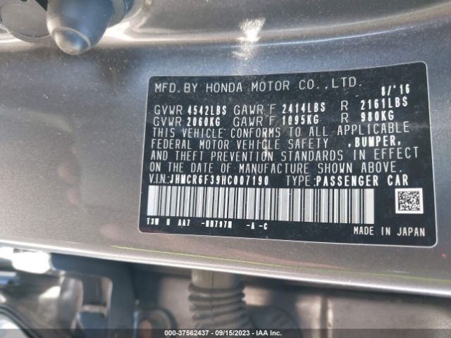 JHMCR6F39HC007190 Honda ACCORD HYBRID