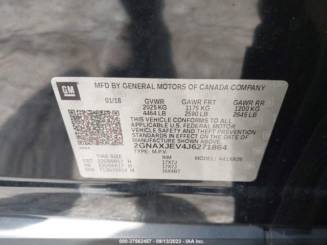 Chevrolet EQUINOX LT 2018 2GNAXJEV4J6271864 Image 9