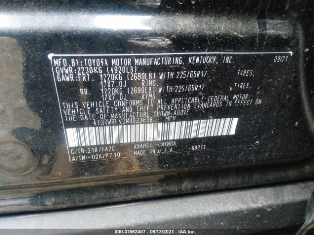 4T3RWRFV0MU033658 Toyota Rav4 Xle Hybrid