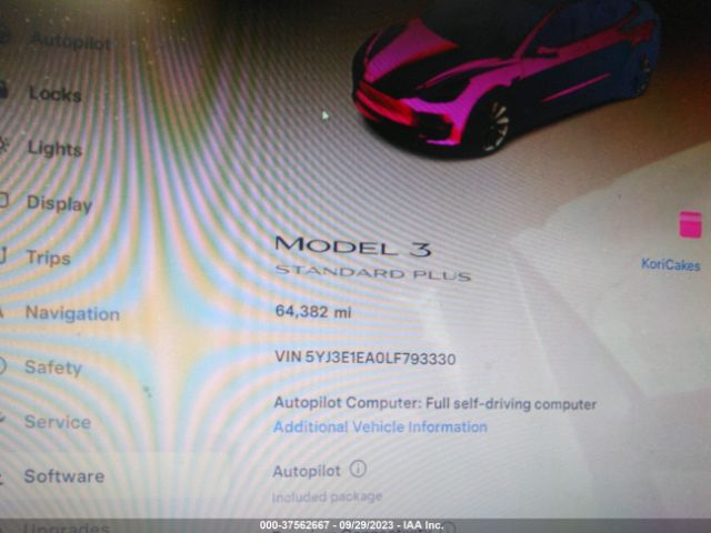 5YJ3E1EA0LF793330 Tesla Model 3 Standard Range
